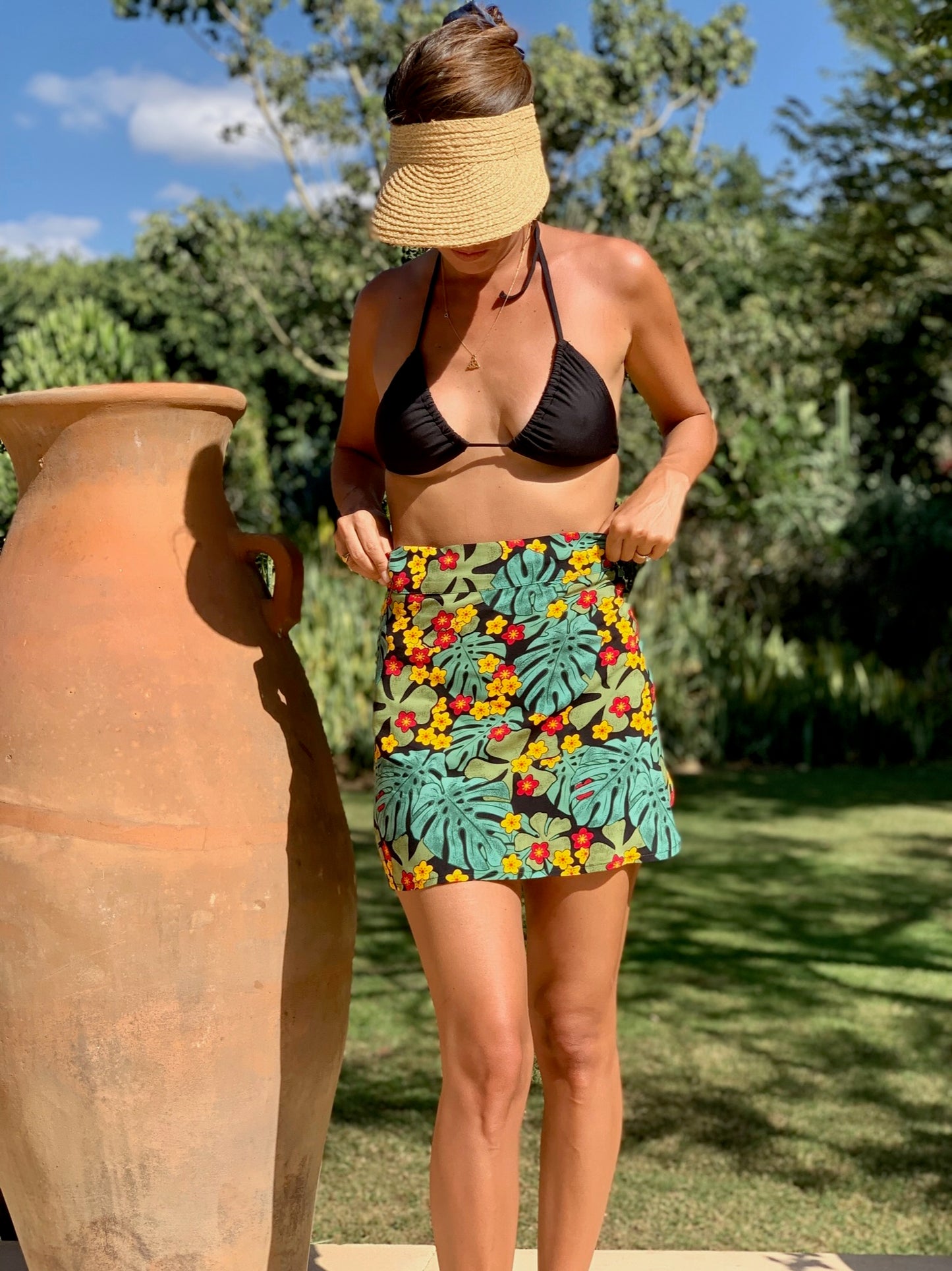 Falda Pareo Mini hojas verdes