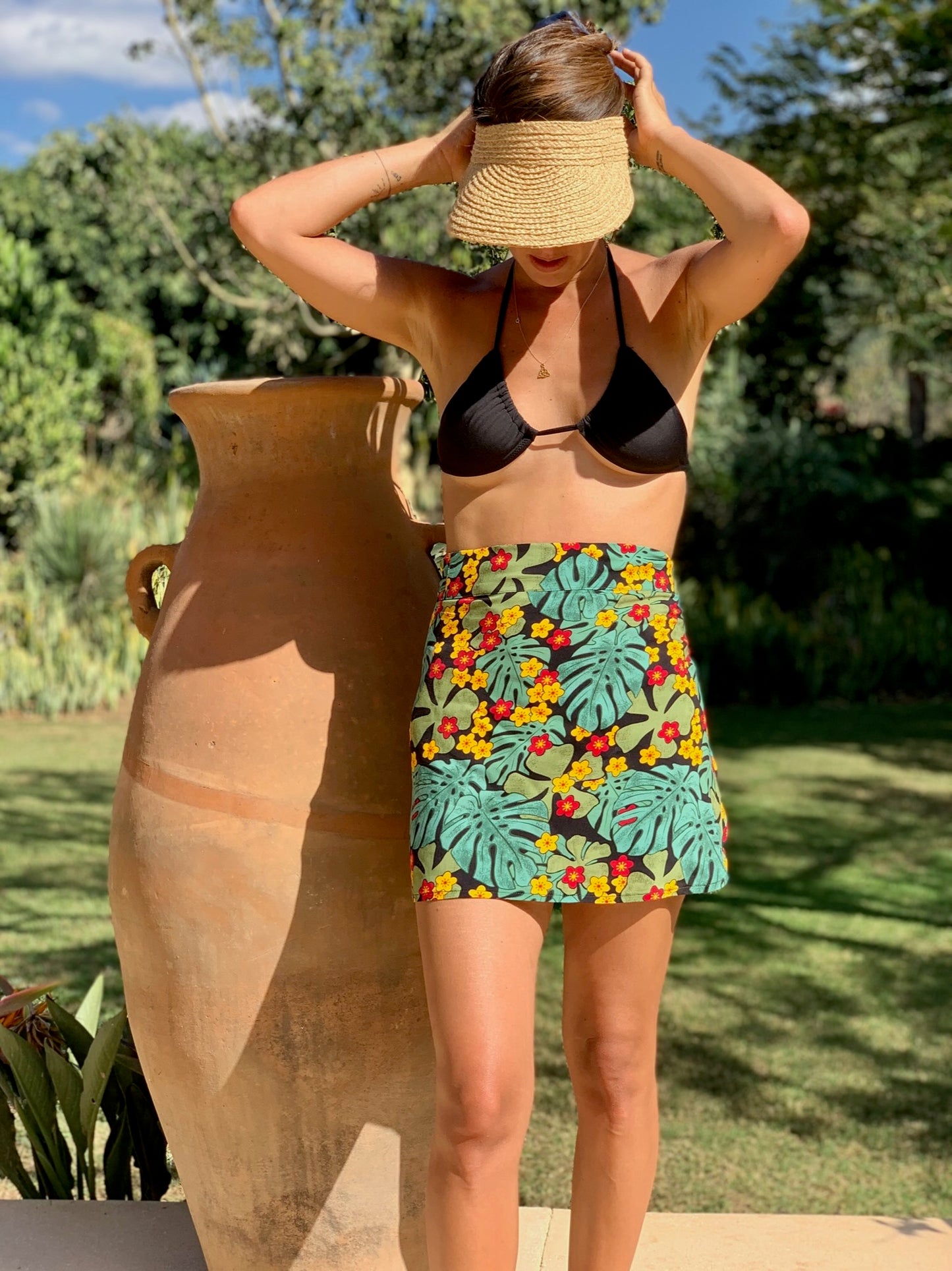 Falda Pareo Mini hojas verdes